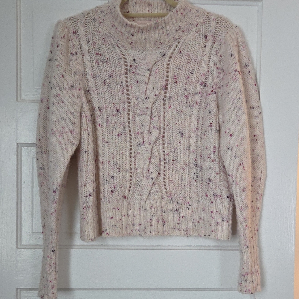 Rebecca Taylor Cream Speckled Turtleneck Sweater